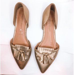 Gold Tassel Flats with Point Toe